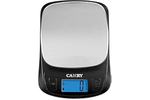 CAMRY Mini Digitale Küchenwaage Kleine Lebensmittelwaage lb/oz/ml/g 5KG/11lb für Unterwegs Camping Reisen zu Mitnehmen-Schwarz/Edelstahl
