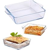 0.8L, Lasagna Containers, 19.5 x 16.5 x 4.6, Glass Baking Dish, Oven Dish, Square Glass Baking Dish, Oven Dish, Suitable for