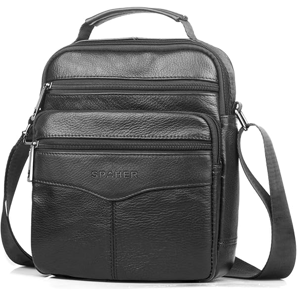 Borsa A Tracolla Uomo In Pelle PU Vintage – Impermeabile, Con Tracolla Regolabile, 20x7x23 Cm, Nero - 3