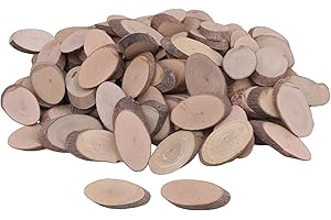 Yibuy 100PIECE 4 x 2 x 0.5 cm legno fetta ovale Log dischi per arti e mestieri e ornamenti