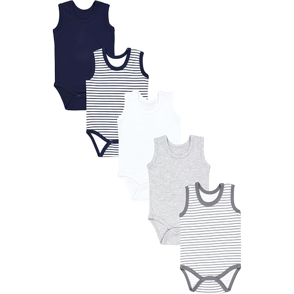 Pack De 5 Bodies Bébé 100% Coton - Sans Manches, Unisexe, Pratique