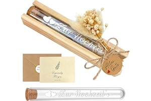 BOYATONG Hochzeitsgeschenke für Brautpaar, Elegante Geldgeschenk Hochzeit, Geldgeschenke Verpackung Geschenkbox mit Trockenblumen & Hochzeitskarte & Reagenzglas, Kreative Hochzeitsgeschenk Geld