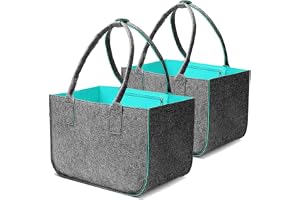 Cnwinu 2 st filtväskor stor shopper, 30 l shoppingväska vikbar med långa handtag, robust shoppingväska med innerficka, filtvä