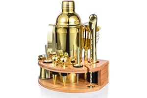Cocktail Shaker Set,Esmula 750ML 12 Teiliges Edelstahl Barkeeper Kit Geschenk für Männer, Frauen, Freunde, Home Stylish Bar Tool Set mit Cocktail Rezeptheft (Gold)