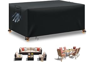 BHFRGAS Garden Furniture Covers Waterproof 420D Oxford Fabric Outdoor Patio Furniture Covers for Rattan Garden Table Chair Sofa，Black（242x162x100 CM）