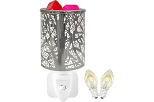 DOREPHINE Metal Wax Melt Burner Oil Burner Plug in, Electric Candle Wax Warmer Melter Essential Oil Fragrance Burner, Night Light Aroma Lamp For Home Office Bedroom Gifts & Décor