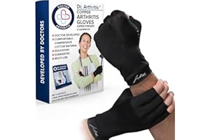DR. ARTHRITIS Von Ärzten Entworfen, Arthrose Handschuhe mit Kupfer, Kompressionhandschuhe für Frauen und Männer, Arthritis Handschuhe/Fingerlose Handschuhe für Schmerzlinderung und Wärme [Schwarz,