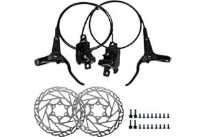 DREAMDASH Bike Hydraulic Brakes Set, Front 750mm Rear 1600mm 2 Piston Kit with 160mm 6-Bolt Disc Brake Rotor, Aluminum Allloy Lever, Bracket, Calipers, fit for MTB Mountain City Bike