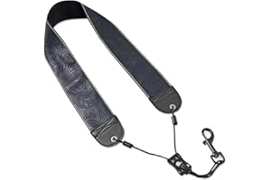 Czzmy Saxophone Neck Strap,Alto Tenor Bari Soprano Sax Neck Harness,Musical Instruments Accessories Parts(1-Carved Black)