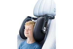 Kopfstütze Auto Kinder, Auto Kopfstütze 2025 Upgrade 360° Drehbare Reise Kopfstütze, 3 Punkt Verbindung Verstellbare Autositz Kopfstütze, Atmungsaktive Memory Foam Kopfstütze für Kinder, Erwachsene