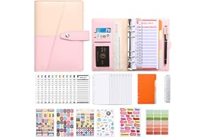 Classeur Enveloppe Budget A6,COLAND 37Pcs Budget Planner. 12 PVC Enveloppe Budget,12 Feuilles de Budget 1 Règle 5 dividers, personnaliser autocollants.économiser de l'argent Budget Planner