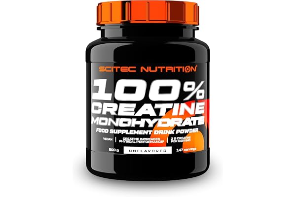 Scitec Nutrition 100% Creatine Monohydrate - Vegan - 3g par portion - Boost de performance pour les exercices de haute intensité - 500g, non aromatisé