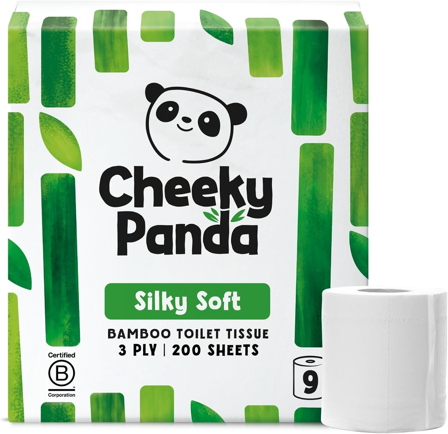 The Cheeky Panda Bamboo Toilet Paper – 9 Rolls of Toilet Paper | Plastic Free Packaging and Sustainable Toilet Tissue | 100% Compostable