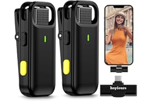hoyiours Wireless Lavalier Microphone for iPhone 15/Android, Mini Microphone for Type-C Phone, Clip on Lapel Lavalier Microphone Wireless for Video Recording, Live Streaming, TikTok, YouTube