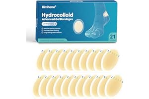 KIMIHOME Gel Blasenpflaster Ferse - 21 PCS Hydrokolloid Pflaster, Blister Cushions Pads, Water Resistant Adhesive Bandages for Heel, Toes & Foot, Blister Bandages for Prevention & Recovery (Heel Pack)