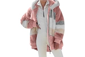 SUSENSTONE Veste Polaire Femme Fille Chaude Sweats Manteau à Capuche Zippé Laine épais Blousons Fourrure Hooded Coat Manche Longue Cardigan Casual Bloc de Couleur Mode Hiver Outerwear