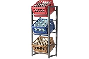 jockcaras Getränkekistenregal für 3 Getränkekisten - Schwarz Metall Getränkeregal, Stabil & Platzsparend Kistenregal mit 3 Ebenen für Bier, Obst, Gemüse, Wasser - Für Wohnzimmer, Küche & Keller
