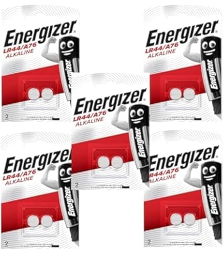 Piles Bouton Alkaline Energizer LR44/A76 - Lot De 2 - 1.5V - Pour Thermomètres, Calculatrices, Montres
