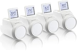 Honeywell Home THR0924HRT evohome Têtes thermostatiques de radiateur TRV sans fil, kit multizone pour l'Europe, blanc (paquet de 4)