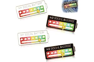 Exsbtay 4 Pezzi My Social Battery Pin, Spilla Divertente per l'umore Sociale per 7 Giorni, Spille D'umore Interattive, Spille Divertenti, Gioielli, Decorazione, Spilla, Metallo