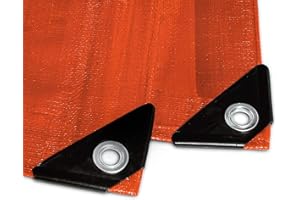etm Telone in tessuto 10 x 15 m, 140 g/m², arancione, per esterni, giardino, rimorchi, ecc. - Telone protettivo con occhielli, resistente alle intemperie, ai raggi UV e impermeabile
