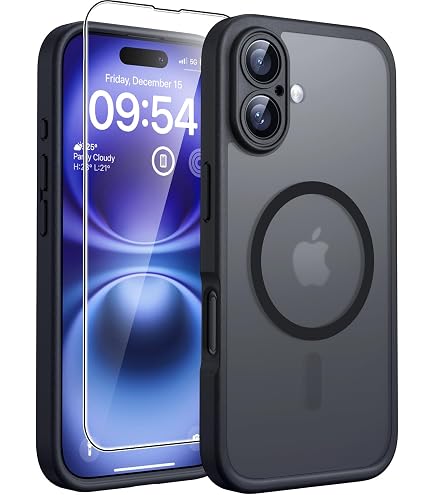 Coque Magnétique IPhone 17 Pro (6,3") Compatible MagSafe - Protection Renforcée Caméra - Fond Mat Bleu Foncé
