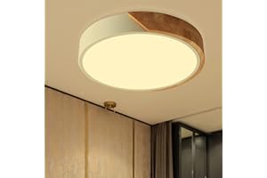 NICEME 24W Plafoniera LED Legno 3000K Bianco Caldo Moderni Ultra magro Rotondo ​Plafoniere da Soffitto, Ø30CM,per Bagno Soggiorno Camera Corridoio Ufficio