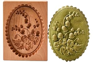 UVAN ART Taglierina per biscotti in legno con rose e fiori per pasticceria per goffratura di biscotti fai da te strumento di cottura per sandwich per bambini formine per biscotti con motivo floreale (fiore)