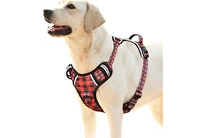 HEELE Arnés para Perro Arnes para Perros Antitirones Chaleco Reflectante Ajustable Arnés para Perro con Múltiples Utilidades Arnés Suave Acolchado para Perros Arnés Perro Grande, Negro-Rojo, L