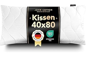 ‎JOHN COTTON John Cotton Pillow 40 x 80 cm - Hotel Luxury Quilted Pillow for Neck Pain, Adjustable Pillow with Zip - 450 g Filling, Comfortable Sleeping Pillow for Allergy Sufferers, Oeko-Tex (40 x 80 cm)