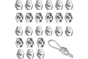 RXKFIGX 24 Pcs Wire Rope Single Clip Stainless Steel Bearing Simplex Single Bolt Wire Rope Clip Cable Clamps Rigging Fasteners Wire Rope Clamps Stainless Steel Single Bolt Cable Clamp for 2mm-3mm Rope