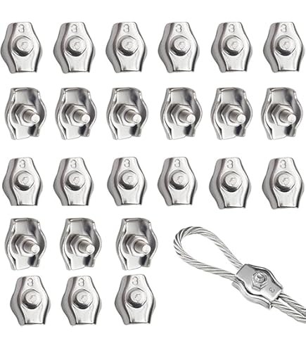 PATIKIL Wire Rope Clips | 20-Piece 9x8mm Steel Cable Clamps With M4 Screws 756588
