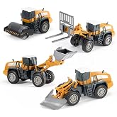 Oyuncak Metal Başlıklı İş Makinaları Seti Ekskavat&ouml;r Kar K&uuml;reyici Forklift Silindir 4 &Uuml; 1 Arada Set