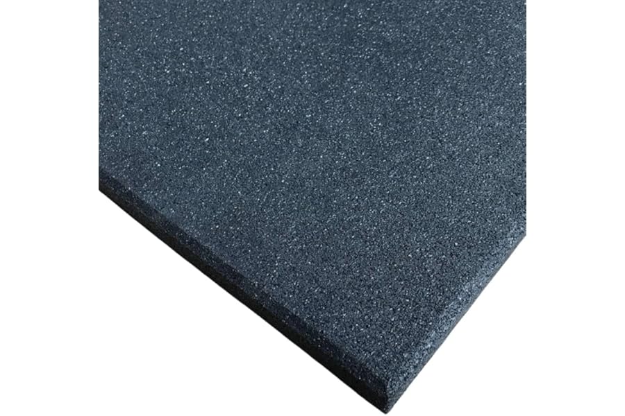 Rubber Crumb Gym Floor Tiles - Heavy Duty Non-Slip Commercial Grade Gym Mats - 1m x 1m (Black, 10mm Thick)