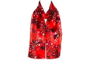 Hat To Socks Christmas Snowflakes Santa on Sleigh Chiffon Satin Scarf