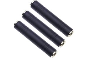 6,35 mm Audio Adaptateur Femelle à Femelle par Keple, Coupleur Jack 6,35 mm vers 6,35 mm stéréo et Mono, Connecteur d'extension de câble pour Casque, Convertisseur Plaqué Or (Pack de 3)