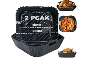 ADETEU Molde de silicona para freidora de aire sin aceite, 2 Piezas 20CM - Accesorios para Air Fryer 4-6 L compatible COSORI/Cecotec/Princess/Ninja