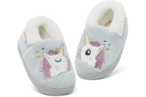 LACOFIA Pantuflas Antideslizante de Invierno para niños Zapatillas de casa de Peluche cálida para niños