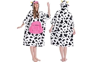 OLAOLA Changing Robe Towel Poncho, Adult Surf Poncho Towel with Hood and Pocket, Oversized Soft Absorbent Quick Dry Swim Beach Towel for Women Men, Cow