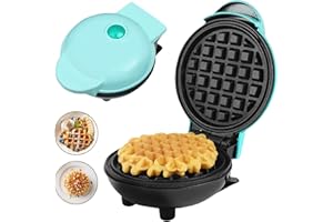 OHHXGK Mini Waffeleisen, Kleiner Waffelmaker mit Antihaftbeschichtung, Runde Mini-Waffeleisen Retro Design für Geburtstage, Familienfeiern