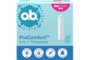 o.b. ProComfort Mini Tampony 64 szt. NOWOŚĆ | Łatwa aplikacja i usuwanie, Na słabe i umiarkowanie intensywne krwawienie,