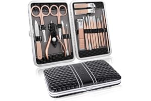 Leipple Maniküre Set Professionelles Nagelknipser Kit Pediküre Kit -18 stücke Pflegeset aus Edelstahl Nagelpflege Werkzeuge mit luxuriöser Leder Reisetasche (Schwarz)