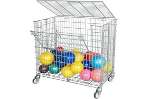 ‎ABROLLWERK Abrollwerk Gitterwagen abschließbar | 150KG Tragkraft | 2 Ladeklappen 4 Lenkrollen | Vielseitig einsetzbar als Ballwagen, Gitterbox für Sportgeräte und Bälle | robuster Lagerwagen 585x950x870mm