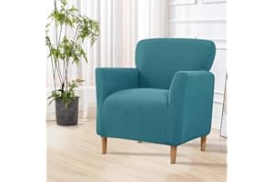 SHANNA Elastyczne pokrowce na krzesła bankietowe: 1 sztuka, nowoczesny, luksusowy, dzianinowy pokrowiec na fotel, zdejmowany, przyjazny dla zwierząt, pokrowce na pojedynczą kanapę, do salonu (A-turkusowy