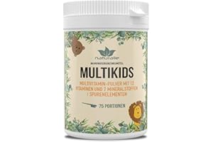 ‎NATURALIE GESUND ESSEN, GESUND LEBEN naturalie® Multikids | Multivitamin Pulver für Kinder | 12 Vitamine und 7 Mineralstoffe/Spurenelemente | 75 Portionen | ohne unnötige Süßstoffe, Aromen oder Farbstoffe | laborgeprüft auf Schadstoffe