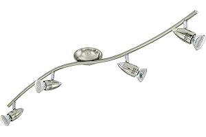 EGLO LED Deckenlampe Magnum LED, 4 flammige Deckenleuchte, Deckenstrahler aus Metall, Wohnzimmerlampe in Nickel-Matt, Chrom, Spots inkl. GU10 Leuchtmittel, warmweiß