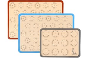 SUPER KITCHEN Tapis de Cuisson,Tapis de Four en Silicone pour Le Biscuit et Macaron -Trois pièces/Ensemble Doublures de plateux de Four Anti-adhésif pour Le Macaron/Biscuit/pian cuit au four