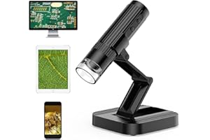 WADEO Microscopio Digital WiFi, 1080P HD 50-1000X Microscopio USB, Mini microscopio de Mano con 2 cámaras MEGAPIXEL y 8 Luces LED Compatible con Android/iOS, Tableta, Windows y Mac
