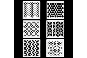 Rolin Roly 6Pcs Geometrisch Schablonen Waben Wiederverwendbare Malvorlagen Geometry Painting Stencils für Wände Kamin Karte Malen Holz Leinwand Möbel DIY Projekte18x18cm