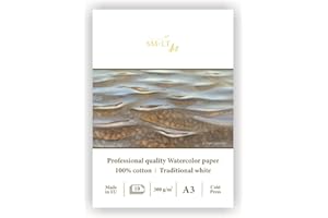 smlt 3 AS 10 (300)/Pro Line A3 Blocco per acquerelli per professionale, 300 GSM, 100% cotone bianco tradizionale, 10 fogli in carta